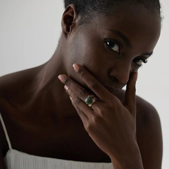 #21 NEW 18k Gold Plated Natural African Turquoise Ring - Picture 3 of 11